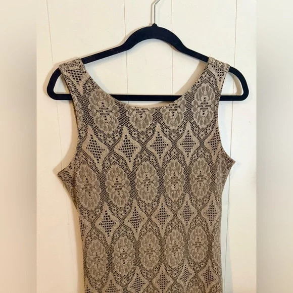 HARLOW Vintage Pullover Dress SZE 10 Tan Lace over Black Bodice Party or Formal - Picture 2 of 7